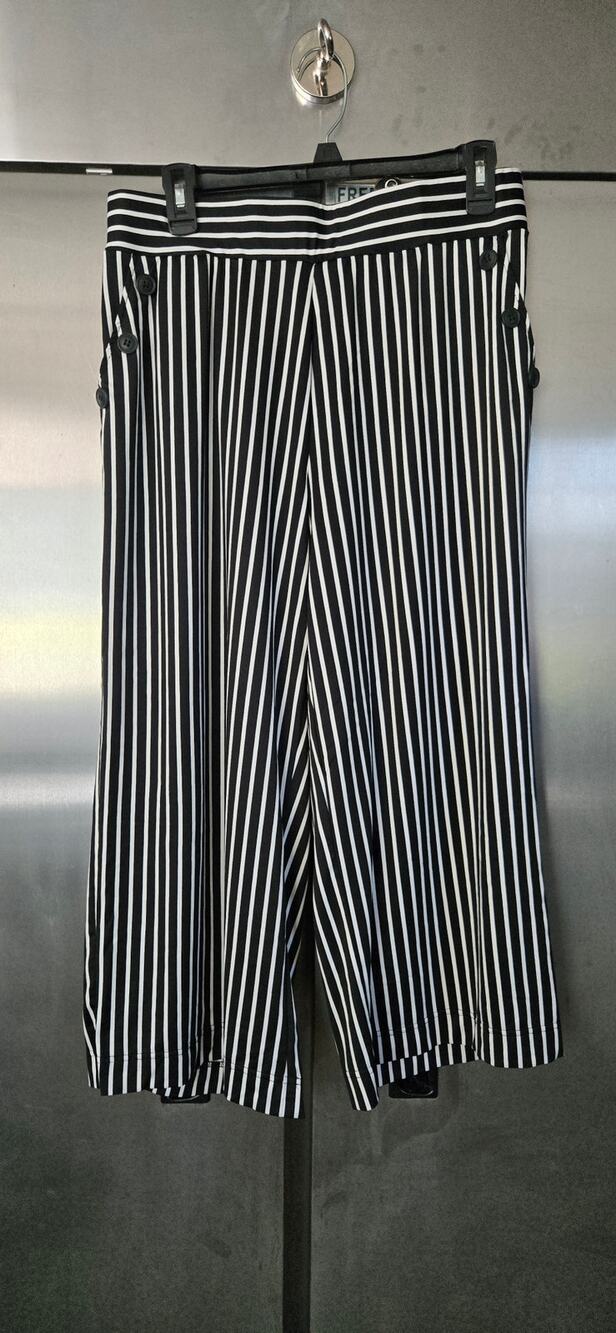 Robert Louis Women's Black White Striped Wide Leg Pants Size 2X
